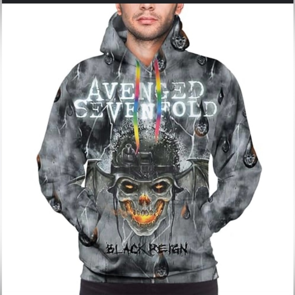 Avenged Sevenfold Gray Pullover Hoodie Mens Size Xl